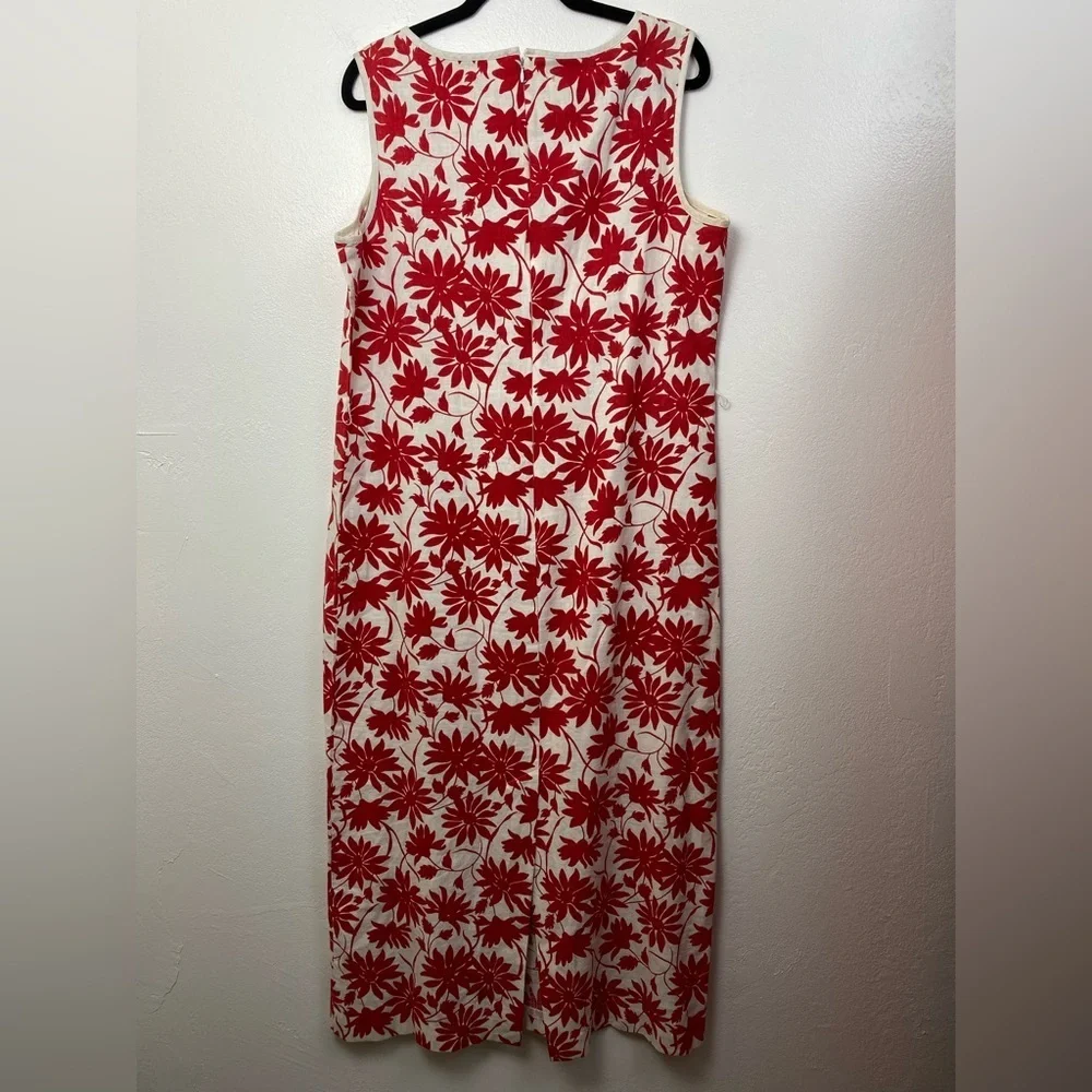 Vintage Linen Blend Vintage Bush Wacker Floral Midi Sleeveless Dress plus 16 - Picture 2 of 15
